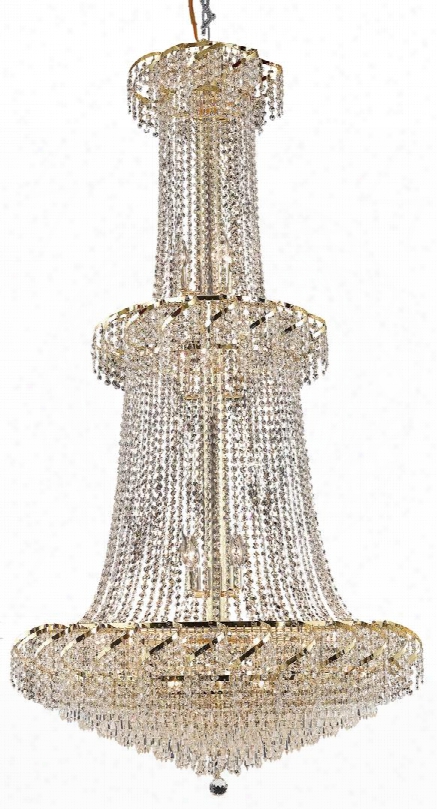 Eca4g36g/ss Eca4 Belenus Collection Large Hanging Fixture D36in H42in Lt: 22 Gold Finish (swarovski Strass/elements