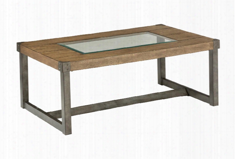 Freemont 965-1 48" Cocktail Table With Squared Metal Legs And Beveled Glass Insert In
