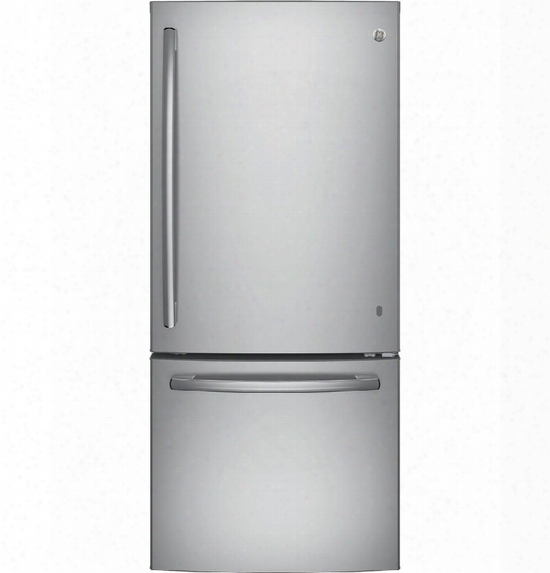 Gbe21dskss Energy Star Qualifiedd Bottom-freezer Refrigerator With 21 Cu. Ft. Capacity Adjustable Glass Shelves 2 Clear Drawers And Led Lighting In Stainless