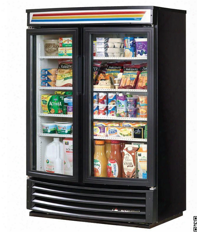 Gdm-35sl-rf-ld Slim Line Radius Front Refrigerator Merchandiser With 16.4 Cu. Ft. Capacity Led Lighting And Thermal Insulated Glass Swing-doors In