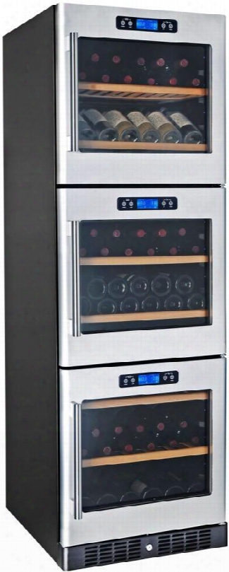 K430avt Triple Zone Wine Cooler With 133 Bottle Capacity Built-in Compressor Touch-key Control Panel Three Door Design Cool Led Lighting Fan Cooling