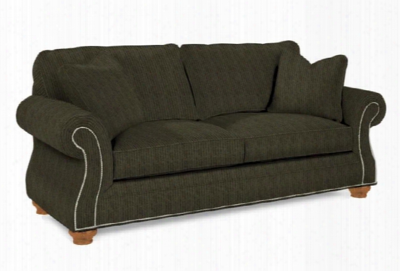 Laramie 5081-3/2718-27 89" Stationary Fabric Sofa With Pillows Rolled Arms And Nail-head Trim In 2718-27 Green And Attic Heirlooms