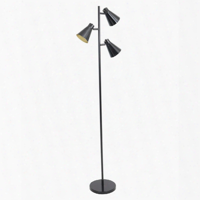 Ls-l-tresfl Bk Tres Industrial Floor Lamp In Black And