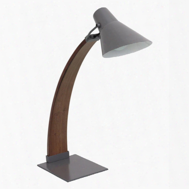 Ls-noah Wl+gy Noah Mid-century Modern Table Lamp In Walnut And