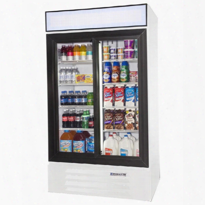 Lv38-1-w-led Lumavue 43" Two Section Refrigerated Glass Door Merchandiser With Led Lighting 38 Cu.ft. Capacity White Exterior And Bottom Mounted