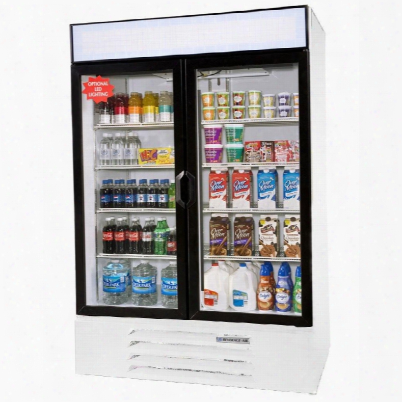 Lv49-1-w-led Lumavue 52" Two Section Refrigerated Glass Door Merchandiser With Led Lighting 49 Cu.ft. Capacity White Exterior And Bottom Mounted