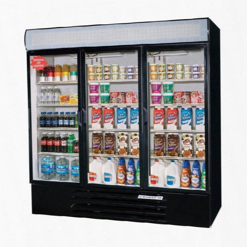 Lv72y-1-b-led Lumavue 75" Three Section Refrigerated Glass Door Merchandiser With Led Lighting 72 Cu.ft. Capacity Black Exterior And Bottom Mounted