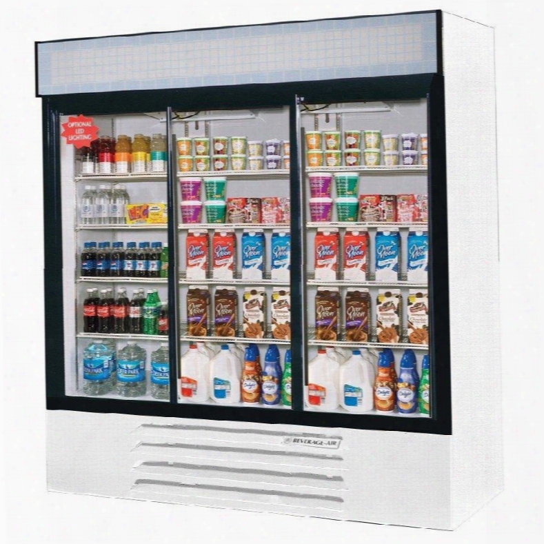 Lv72y-1-w-led Lumavue 75" Three Section Refrigerated Glass Door Merchandiser With Led Lighting 72 Cu.ft. Capacity White Exterior And Bottom Mounted