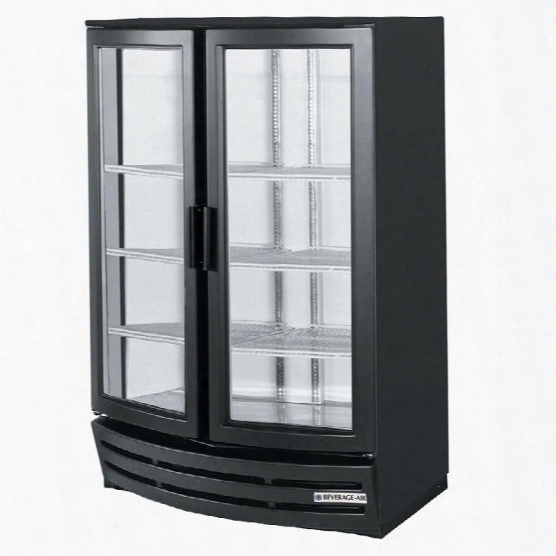 Mm14y-b-w-led Two Section Refrigerated Glass Curved Door Merchandiser With Led Lighting 14 Cu.ft. Capacity Black Outward And Bottom Mounted