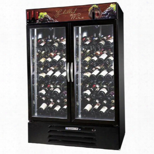 Mmrr49-1-b-led Marketmax 52" Two Section Glass Door Reach-in Wine Merchandiser With Led Lighting 49 Cu.ft. Capacity Black Exterior And Bottom Mounted