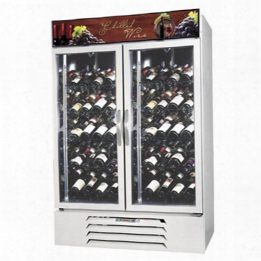 Mmrr49-1-w-led Marketmax 52" Two Section Glass Door Reach-in Wine Merchandiser With Led Lighting 49 Cu.ft. Capacity  Black Exterior And Bottom Mounted