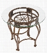 40384OTE Scottsdale 26" Round End Table with Beveled Edge Glass Top Flower Motif and Metal Construction in Brown Rust