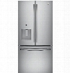 GFE24JSKSS 33" Energy Star Qualified French-Door Refrigerator with 23.8 Cu. Ft. Capacity External Ice and Water dispenser 2 Humidity-controlled drawers