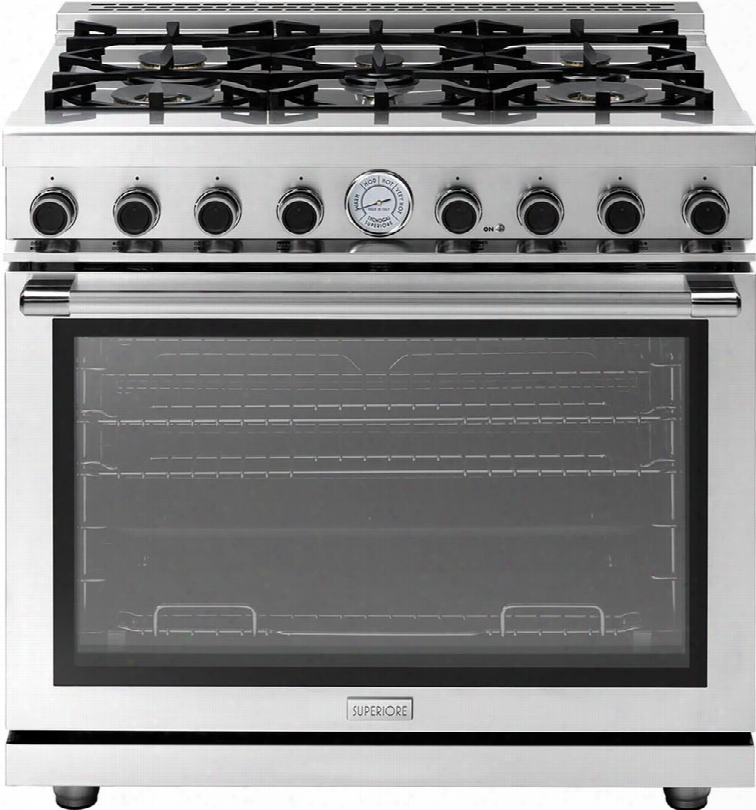 Rn361gpssl 36" Next Series Freestanding Liquid Propane Aeriform Fluid Range With Panorama Oven Door 6 Sealed Burners Convection Oven And 3 Oven Racks In Stainless