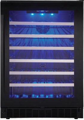 Sswc056d1b 24" Silhouette Select Series Single Zone Wine Cellar With 5.6 Cu. Ft. Capacity 48 Bottle Capacity Alarm System 6 Wine Racks And Blue Led