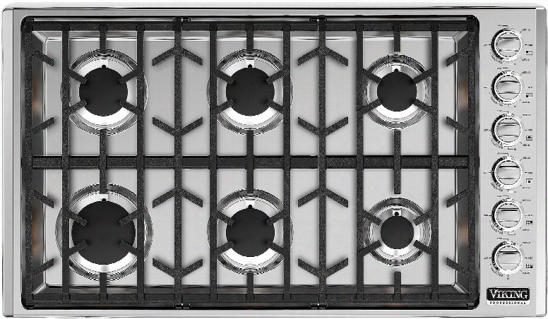 Vgsu5366bss-lp 36" Professional 5 Series Gas Cooktop With 6 Permanently Sealed Burners Surespark Ignition System Scratchsafe Grate Design And Simmer Settings