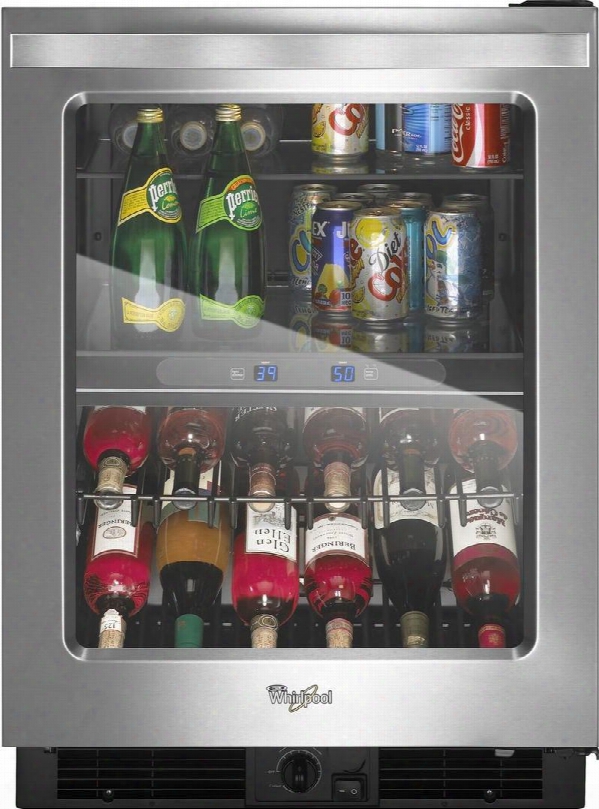 Wub50x24em 24" Undercounter Beverage Center With 5.8 Cu. Ft. Capacity Dual Temperature Control Zones Led Interior Lightin G Wine Rack Reversible Door And