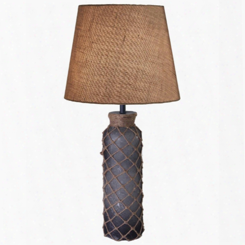 32438blu Bates Table Lamp In Aged Blue Glass Finish With Rope