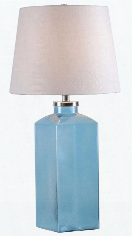 32578blu Juniper Table Lamp In Blue Glass