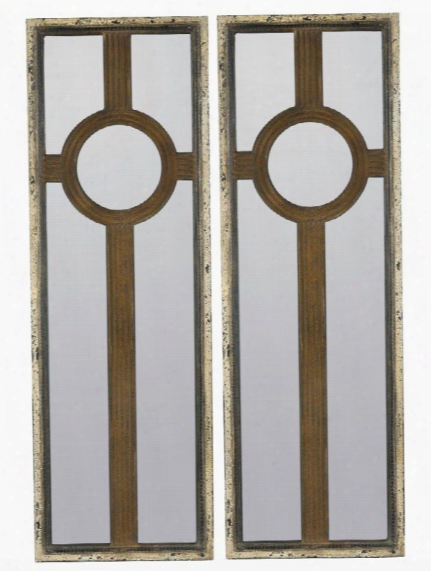 40586 Kyle Mirrors- Set Of 2 In Rustic Metal And Aged Crackled Gray