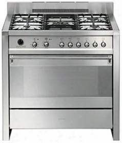 A1pxu 36" Freestanding Dual Fuel Cavity "opera" Range With 3.2 Cu.f T. Capacity 10 Cooking Modes "ever-clean" Enameled Oven Interior And 5 Gas Burners In