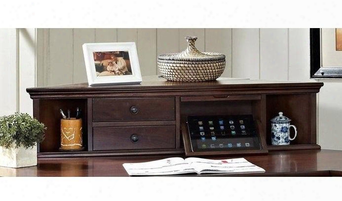 Belcourt Er-blc-oht41-d 41.54" Corner Hutch With 2 Drawers Angled Display Shelf To Hold Tablets 2 Usb Ports And Ac Outlets In Cherry