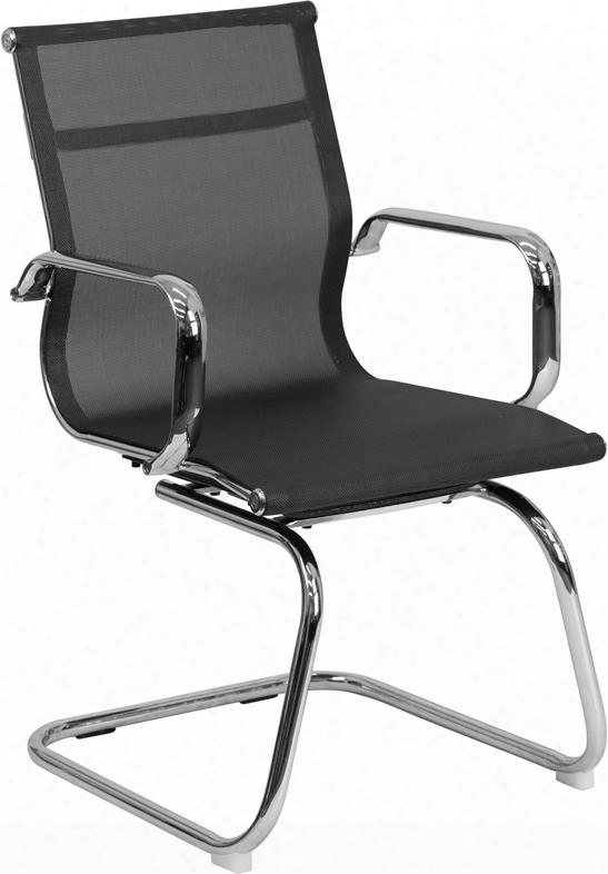 Bt-2768l-gg Black Mesh Side Chair With Chrome Sled