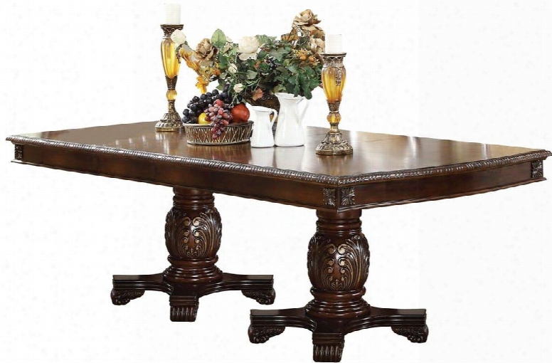 Chateau De Ville Collection 64075 66" Extendable Dining Synopsis With 2 Extendable Leaves Double Pedestal Scrolled Base Bentwood And Wood Veneer Materials In