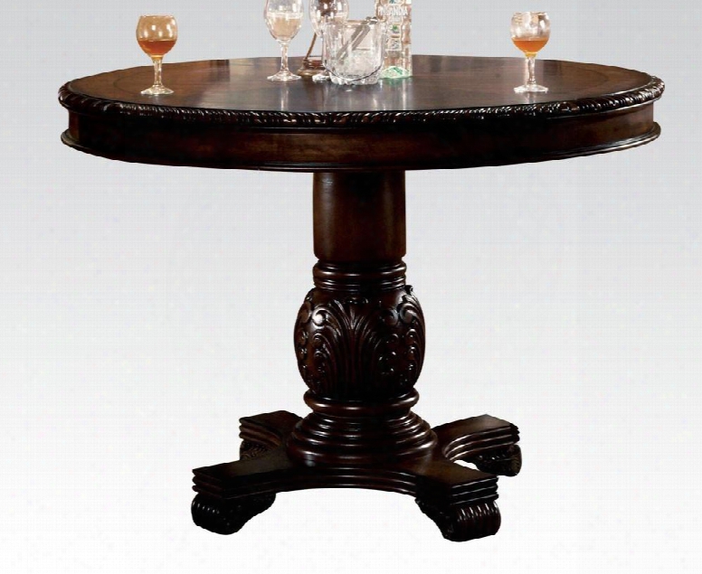 Chateau De Ville Collection 64082 48" Counter Height Table With Scrolled Pedestal Base Round Top Bentwood And Wood Veneer Materials In Espresso