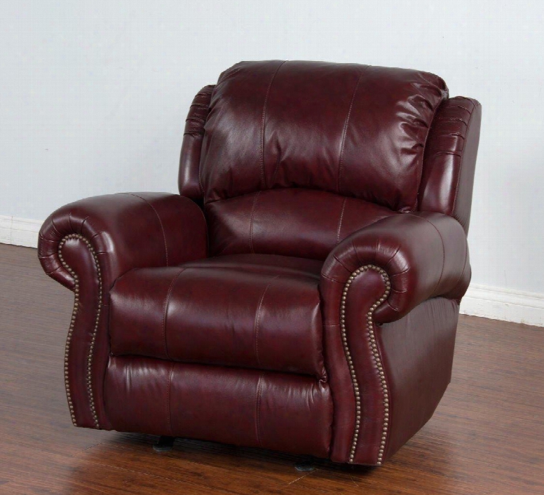 Dakota 5002co-rm Recliner With Contoured Seating Chaise Recliner-comfort Hand Rub Effect And Backs Channeled Independently In Horizontal Chambers Foam