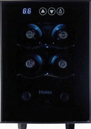 Hvtec06abs 10" Wine Cellar With 6-bottle Capacity Electronic Controls Ultra-quiet Operation Curved Smoked Glass Blue Led Display Soft Interior Light And