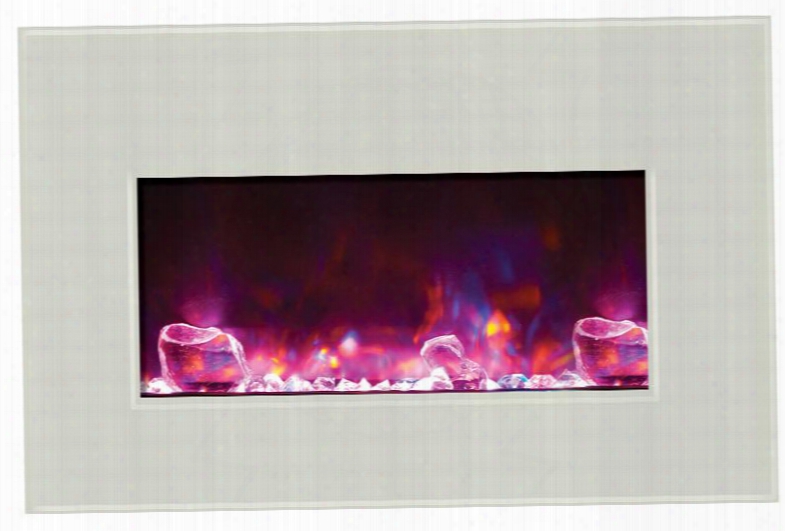 Insert-30-4026-whtgls 30" Medium Insert Electric Fireplace With 4 Stage Internal Back Lighting 4 Leveling Legs Led Light Technology And Led Ember Lights In