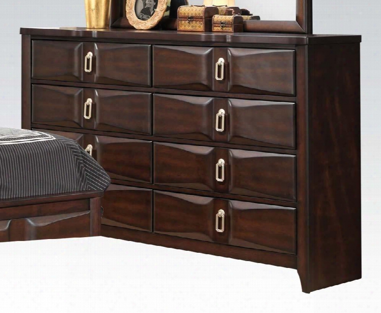 Lancaster Collection 24575 59" Dresser With 8 Beveled Front Drawers Silver Metal Hardware Rubberwood And Tropical Wood Construction In Espresso