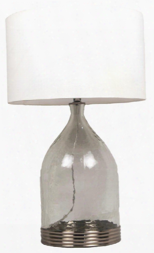 Lpt563 Darlington Table Lamp In Antique Silver Metal & Clear