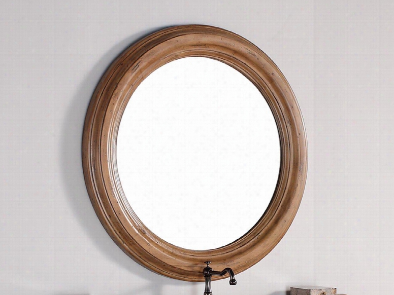 Malibu Collection 500-m40-hon 40" Mirror With Circular Frame Beveled Glass And Distressed Detailing In Honey