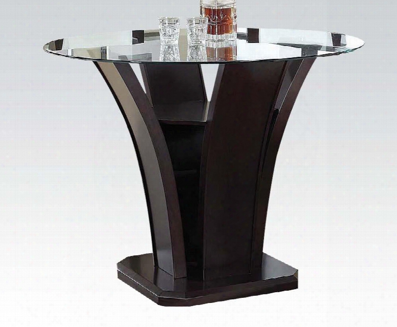 Malik Collection 70510 48" Counter Height Table With 6mm Clear Tempered Glass Beveled Edge Pedestal Base And Medium-density Fiberboard (mdf) In Espresso