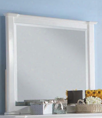 Mallowsea 30394 48" X 38" Mirror With Beveled Edge And Pine Wood Construction In White