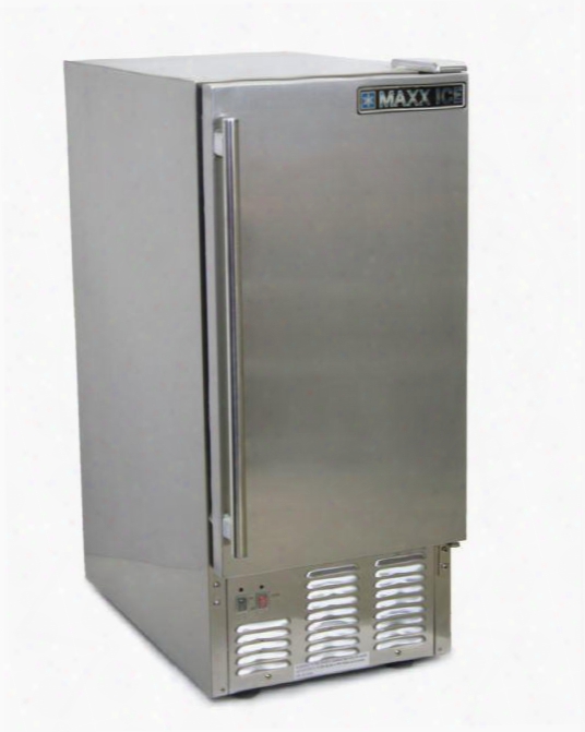 Mim50-o 15" Compact Ice Machine With 50 Lb Daily Ice Production Stainless Steel Exterior Air-cooled Condenser Reversible Stainless Steel Door And Energy