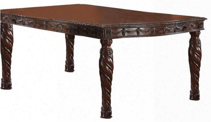 Quimby Collection 60275 66" - 96" Extendable Dining Table With 2 Extension Leaves Carved Apron Scrolled Wood Legs And Wood Construction In Cherry