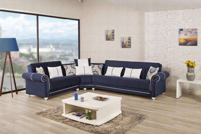 Royal Home Rohosecrdb Convertible Sectional Sofa Bed Nail Head Accents Turned Feet Sliders And Rolled Arms In Riva Dark