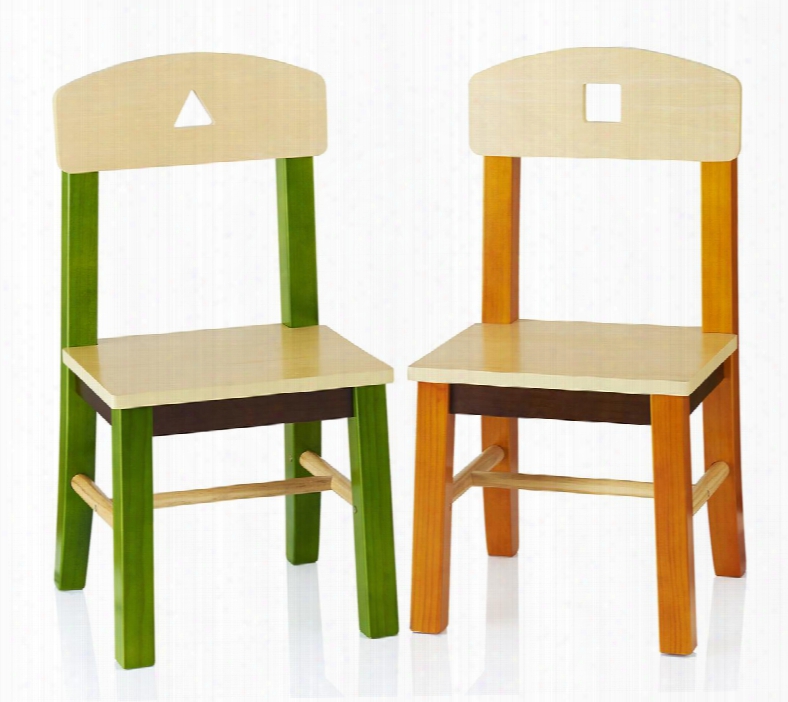 See And Store G98303 Set Of 2 Extra Chairs With Cut Out Shape On Chair Back Angled Legs To Prevent Tipping And Uv Finish In Multi