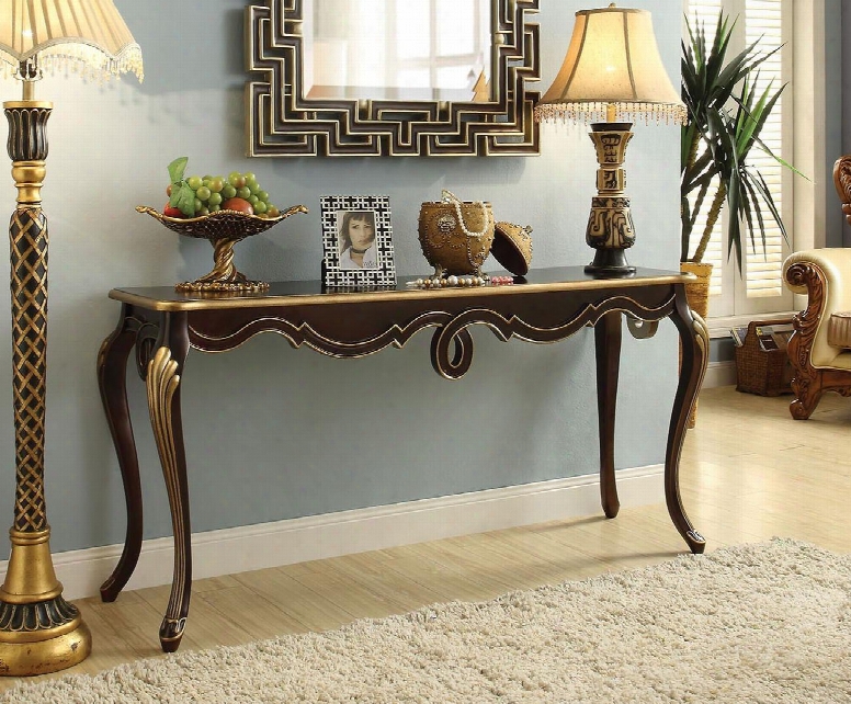 Shiloh Collection 97229 60" Console Table With Queen Anne Legs Scrolled Trim Apron Medium-density Fiberboard (mdf) And Solid Wood Frame In Bronze