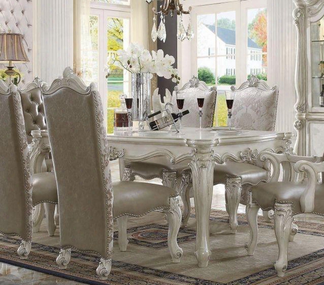 Versailles Collection 61140 71" Dining Table With Scrolled Legs Carved Apron Poly Resin Decor (fiberglass) Aspen And Poplar Wood Construction In Bone White