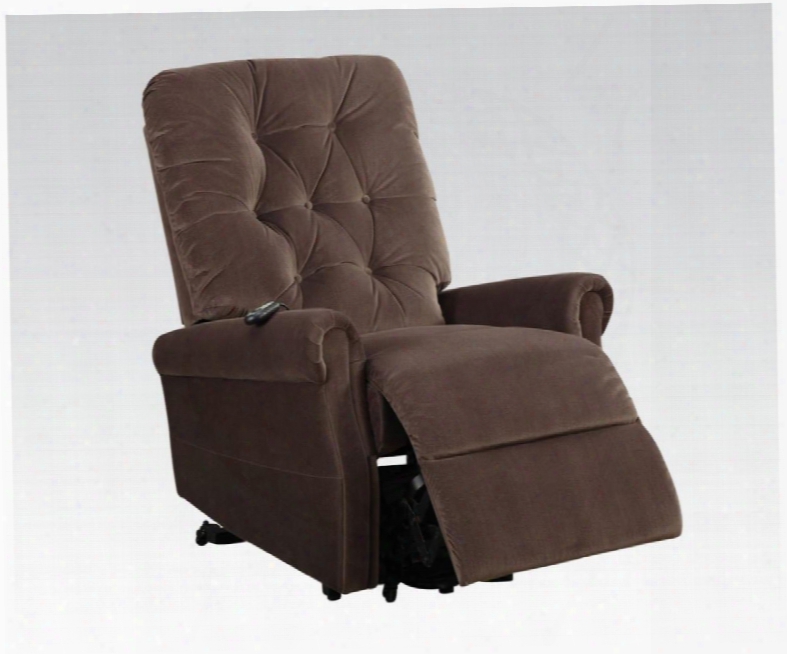 Zody Collection 59241 35" Recliner With Power Lift Function Massage Mechanism Power Ired Controller Rolled Arms Button Tufted Backrest And Velvet