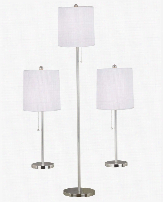 21016bs Selma 3-pack Table/floor Lamp In Brushed Steel