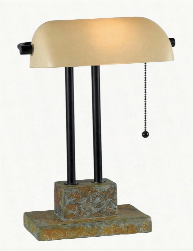 21041sl Greenville Banker Lamp In Natural Slate With Oil Rubbed Bronze