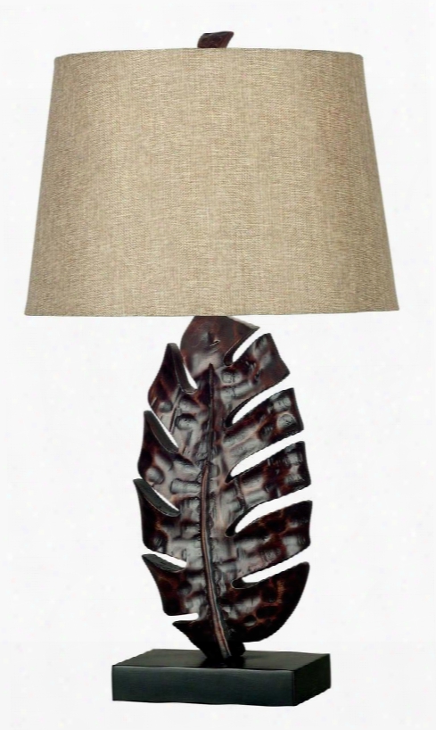 21050mb Frond Table Lamp In Mottled Bronze