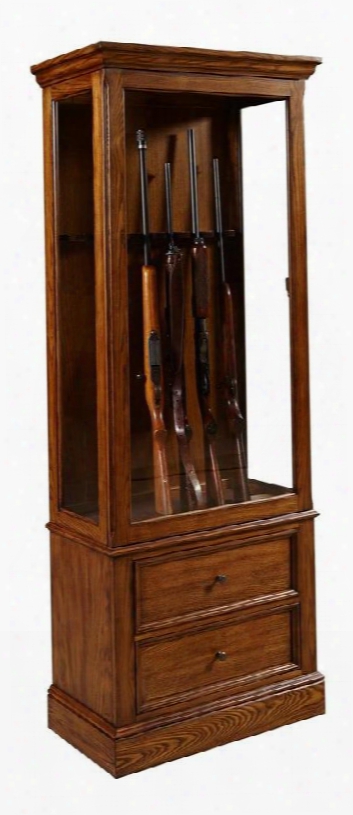 21501 Halifax Gun Cabinet With 2 Drawers 3-way Touch Dimmer Switch Led Light Selected Hardwood Solids Adn Veneers In Light Wood