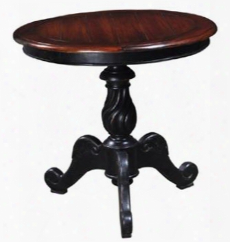 21670 Provence Cordova Lamp Table With Turned Base Cabriole Legs Aged Honey Top Finish And Molding Detail In Black Distressed