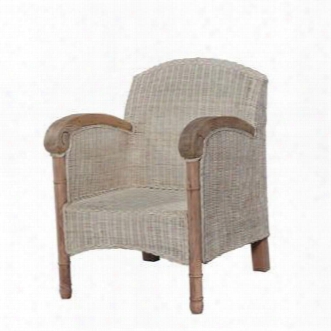 23139 Nantucket Flanders Wicker Armchair With Turned Legs And Roled Arms Inn Antique Cream